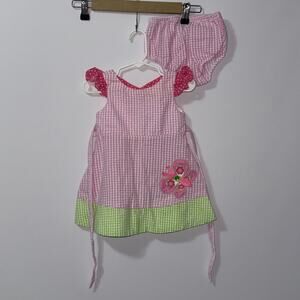 Rare Editions Pink Gingham Baby Dress & Diaper Cover Set - Size 12M